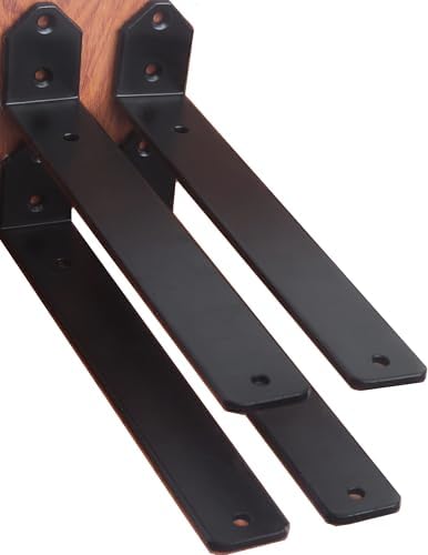 4 Pack - L 5" x H 2" x W1.5, 5mm Thick Black L Shelf Bracket, Iron Shelf by MHMYDZ