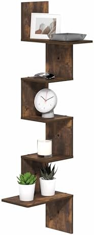 5-Tier Corner Square Wall Shelf, Radial Wall Mounted Book Shelf, Corner - Image 5