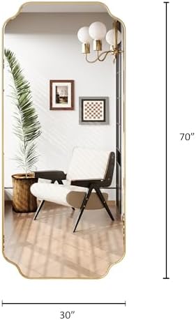 Kelly Miller 30"x70" Gold Foil Scalloped Decorative Full Length Mirror - Image 2