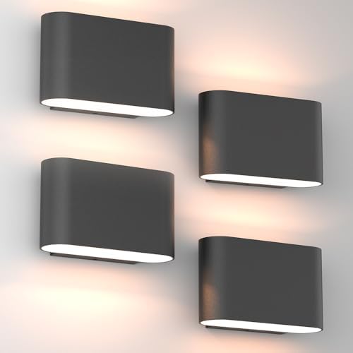 Aipsun Black Modern LED Wall Sconces 4 Packs Indoor Wall Lights Hardwired Up by Aipsun