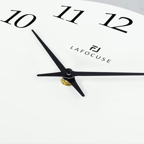 Lafocuse 12 Inch Wooden Modern Minimalist White Wall Clock Battery Operated - Image 7