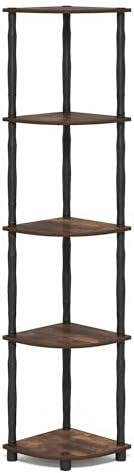 Furinno Turn-N-Tube Storage Shelves, 5-Tier Corner Book Shelf, Standing Corner - Image 6