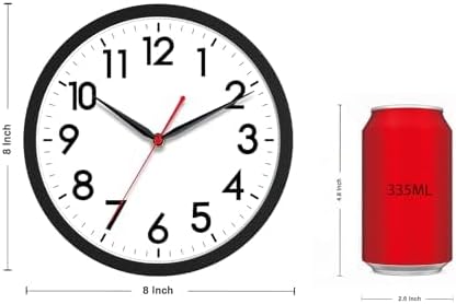 AKCISOT 8 Inch Wall Clock, Silent Battery Operated Analog Clock - Image 2