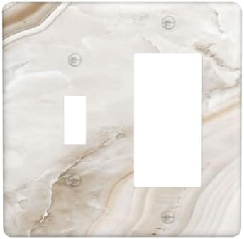 Outlet Covers Beige Marble Pattern 1 Toggle 1 Rocker Combination Decorative by Lightswitchcovers