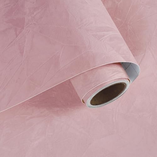VaryPaper 15.7"x78.7" Pink Crushed Velvet Wallpaper Peel and Stick Soft Felt by VaryPaper