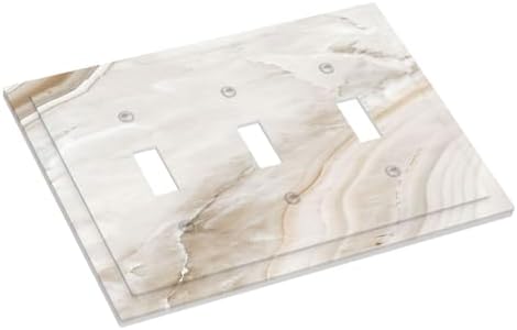 Decorative Switch Plates Beige Marble Pattern 3 Gang Wall Plate Faceplate - Image 3