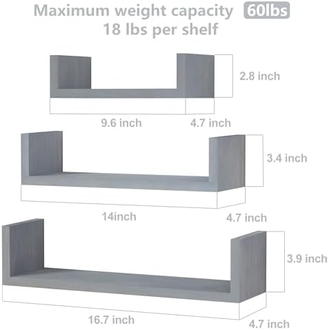 SRIWATANA Weathered Gray Floating Shelves - Image 3