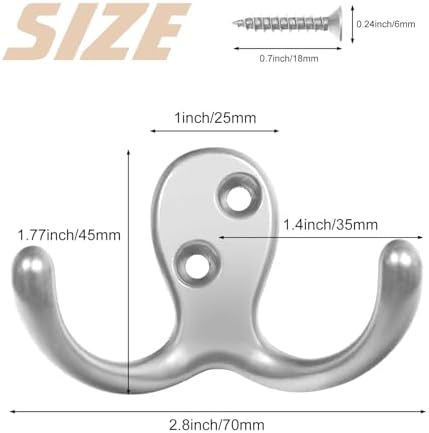 Homanu 180 Pack Coat Hooks, Heavy Duty Double Prong Coat Hooks Wall Mounted - Image 5