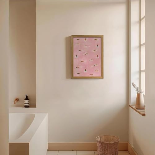 Framed Pink Swimming Pool Wall Art Summer Swimmer Canvas Print Decor - Image 3