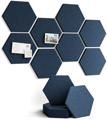 Fluxynara 8-Pack Hexagon Felt Bulletin Board Tiles, Carbon Blue-1 by FLUXYNARA