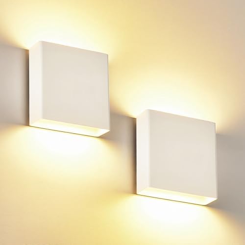 White Up & Down Modern Indoor Outdoor LED Wall Sconce, 2 Pack by Unknown