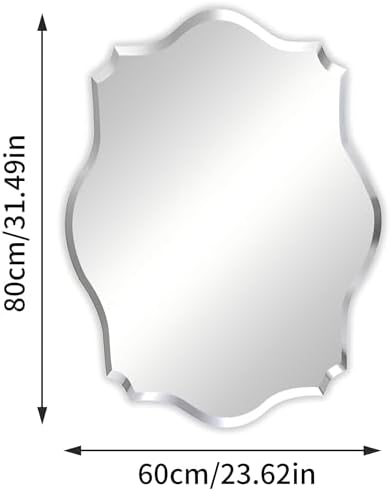 Frameless Scalloped Wall Mirror: Modern Glass Mirror 31.5x23.6 inch - Image 5