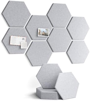 Fluxynara 8-Pack Hexagon Felt Bulletin Board Tiles, Soft Gray-1 by FLUXYNARA