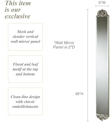Touch of Class Belinda Slender Wall Mirror Panel, Antique Silver - Image 2