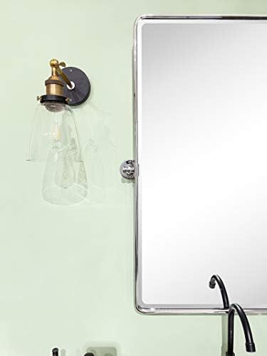 TEHOME Chrome Pivot Rectangle Bathroom Vanity Mirrror Farmhouse Tiltable - Image 4