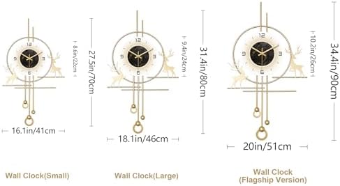 Modern Deer Wall Clock for Living Room, Large Gold Decorative Wall Clock - Image 3