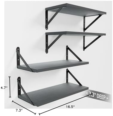 COCOYA Wall Shelves 7.3" Deep Solid Paulownia Wood - Image 3