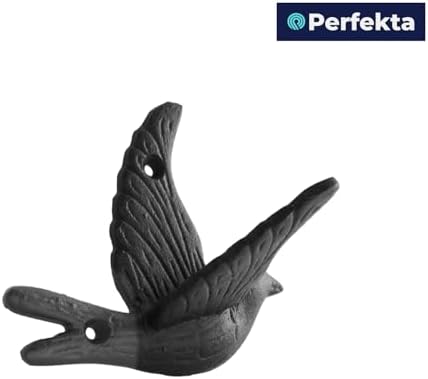 Perfekta Cast Iron Bird Wall Hooks, Hats and Bags, Heavy Duty Decorative Flying - Image 4