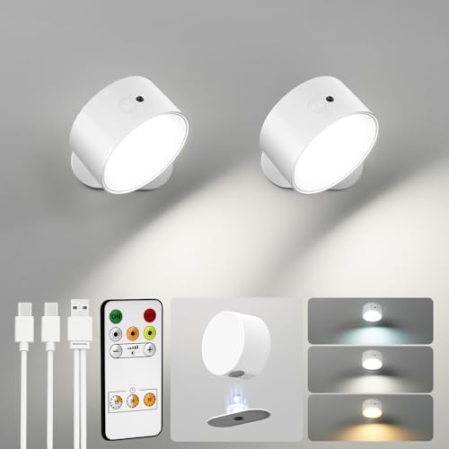Rechargeable Wall Sconces with Remote, Magnetic Wall Lights by AMETHEUS