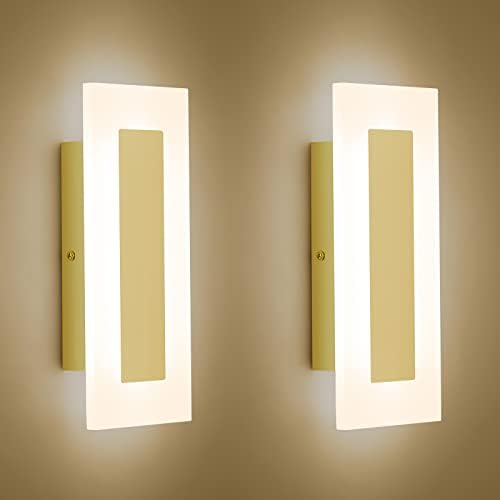 LMQNINE Modern LED Acrylic Gold Wall Sconce Warm White Light 3000K by LMQNINE