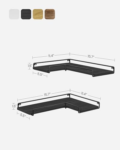 VASAGLE Corner Shelf Wall Mount Set of 2, Small Corner Floating Shelves - Image 2