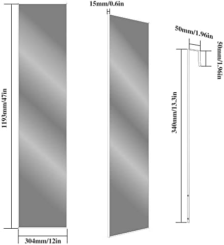 ANYHI 47"x12" Full Length Mirror Over the Door Hang or Wall Mounted - Image 5