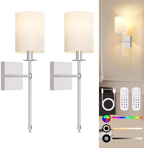 19 Inch Battery Operated Wall Sconces Set of 2 by BestChoiceforYourLife