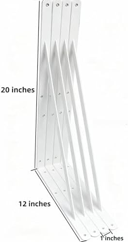 20 Pack L20 x H 12" White Heavy Duty Shelf Brackets - Image 2