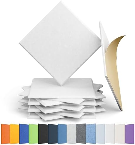 12 Pack Square Acoustic Panels Self Adhesive Sound Proof Foam by Amantech