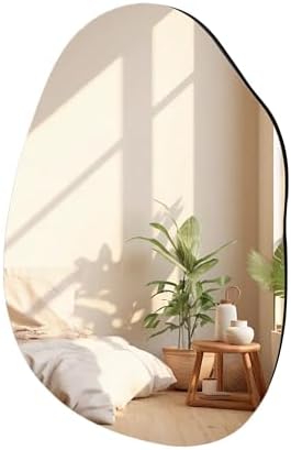 Irregular Frameless Bathroom Mirror, 22 x 30 Inch Asymmetrical Wall Mirror by WIOWUR