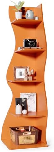 LITTLE TREE Small Corner Shelf, Modern 5-Tier Wall Wavy Corner Bookshelf by LITTLETREE