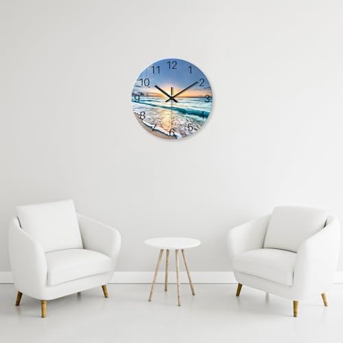 Blue Beach Wall Clocks Battery Operated 12 Inch - Image 4
