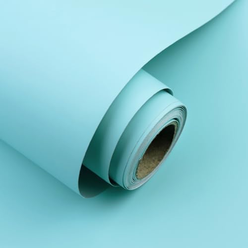 Teal Blue Peel and Stick Wallpaper 15.7"x196" Solid Colour Contact Paper Modern by Uooar