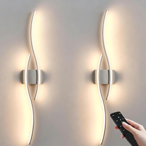 KARTOOSH Wireless Wall Sconces Set of 2, Dimmable LED Sconce by KARTOOSH