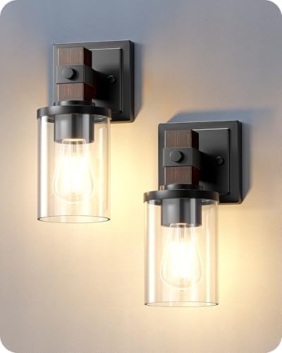 EDISHINE Dark Brown Wood Grain Wall Sconces by EDISHINE