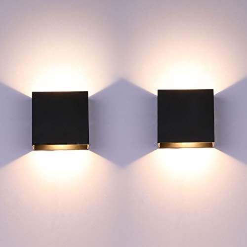 Lightess Indoor LED Wall Sconce Light Set of 2 Black Metal 10W Warm White by LIGHTESS