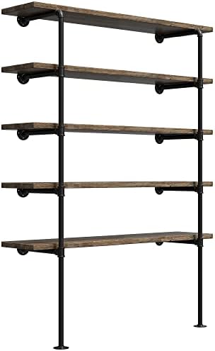Industrial Retro Wall Mount Iron Pipe Shelf, DIY Open Bookshelf, Hung Bracket by FOFFRIENDOFFAMILY
