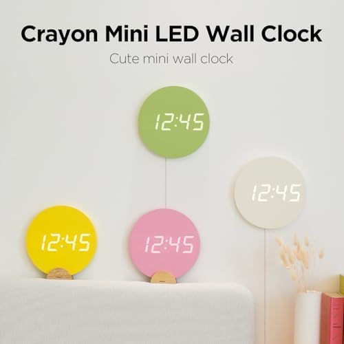 mooas Crayon Mini Digital LED Wall Clock, Nightlight - Image 2