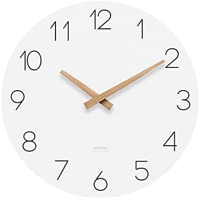 mooas Flatwood Wall Clock, Silent Non-Ticking by mooas