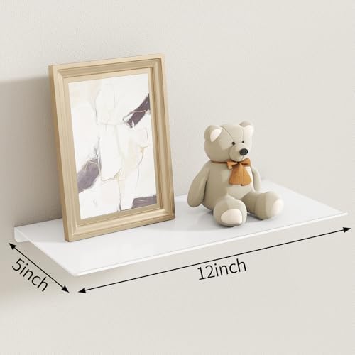 MKO 12" Floating Shelves for Wall, Small Metal Wall Mounted Shelf for Bathroom - Image 3