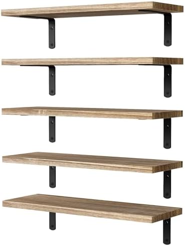DOLLFIO Floating Wall Shelves, Decor & Storage, Rustic Brown by DOLLFIO