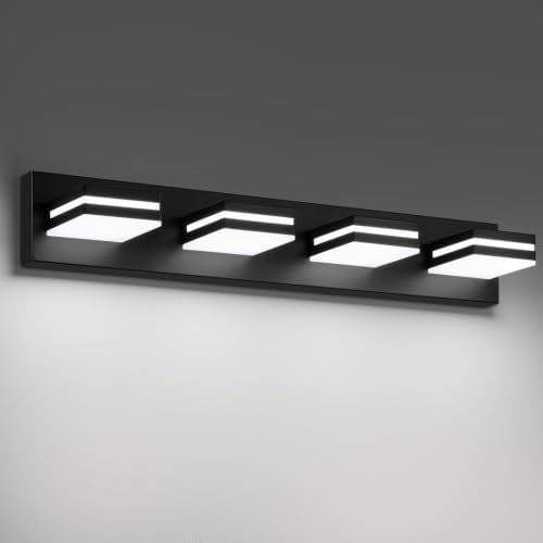 Modern LED Black Acrylic Bathroom Lights Fixtures 4-Light by JZEKVN