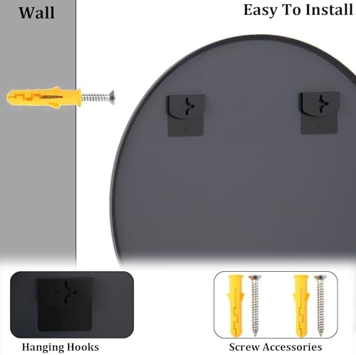 HARRITPURE 48 Inch Round Mirror Black Circle Bathroom Mirror - Image 7