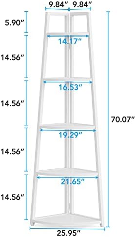 Tribesigns 70 inch Tall Corner Shelf, 5 Tier Modern Corner Bookshelf Bookcase - Image 2