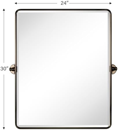 Farmhouse Pivot Rectangle Bathroom Mirror Oil Rubbed Bronze Metal Framed - Image 3