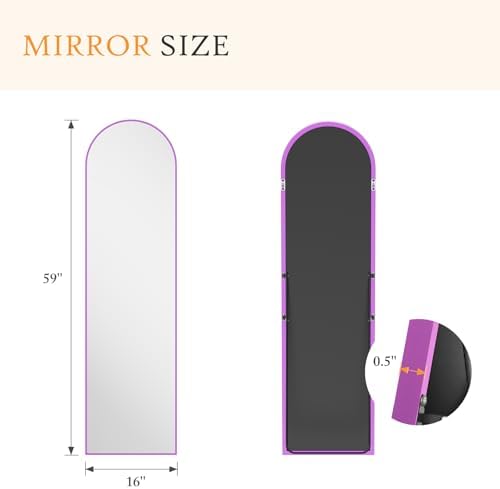 NEWBULIG 59"x16" Arched Full Length Mirror, Full Body Floor Mirror - Image 2