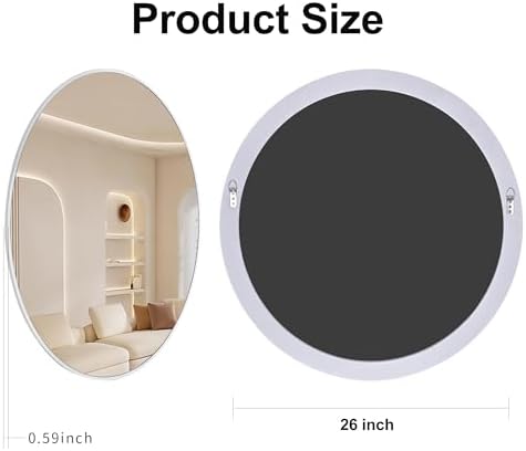White Round Bathroom Mirror 26 Inch - Image 4