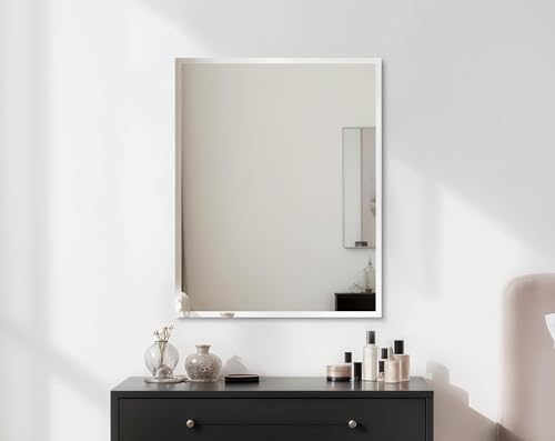 Frameless Rectangle Wall Mirror: Modern Glass Mirror 19.7x15.8 inch - Image 2
