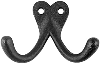 Renovators Supply Manufacturing Double Wall Hook, Cast Iron Black Powder Coat by RenovatorsSupplyManufacturing