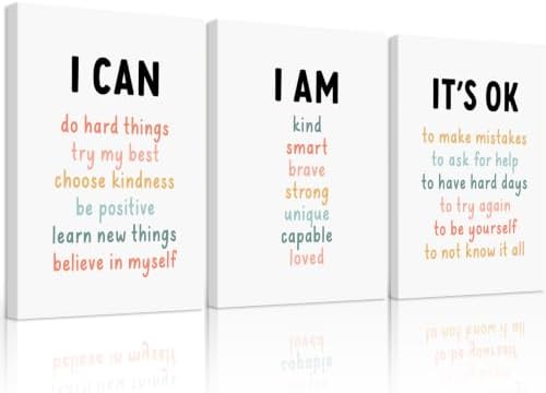 Kids Affirmation Wall Art Positive Canvas Wall Decor Inspirational Quotes by Unknown